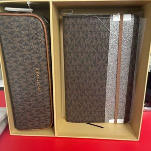 Michael Kors Logo Notebook(Journal) & Pencil Case Gift Set Brown NIB